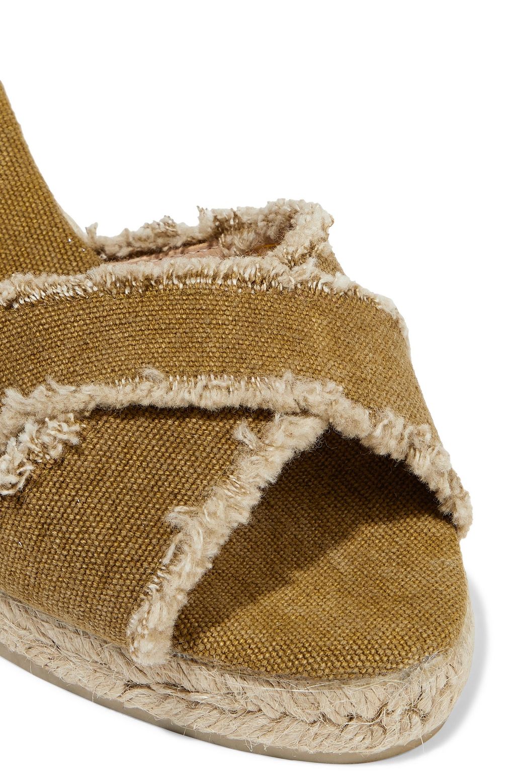 CASTAÑER Bluma frayed cotton-canvas espadrille wedge sandals