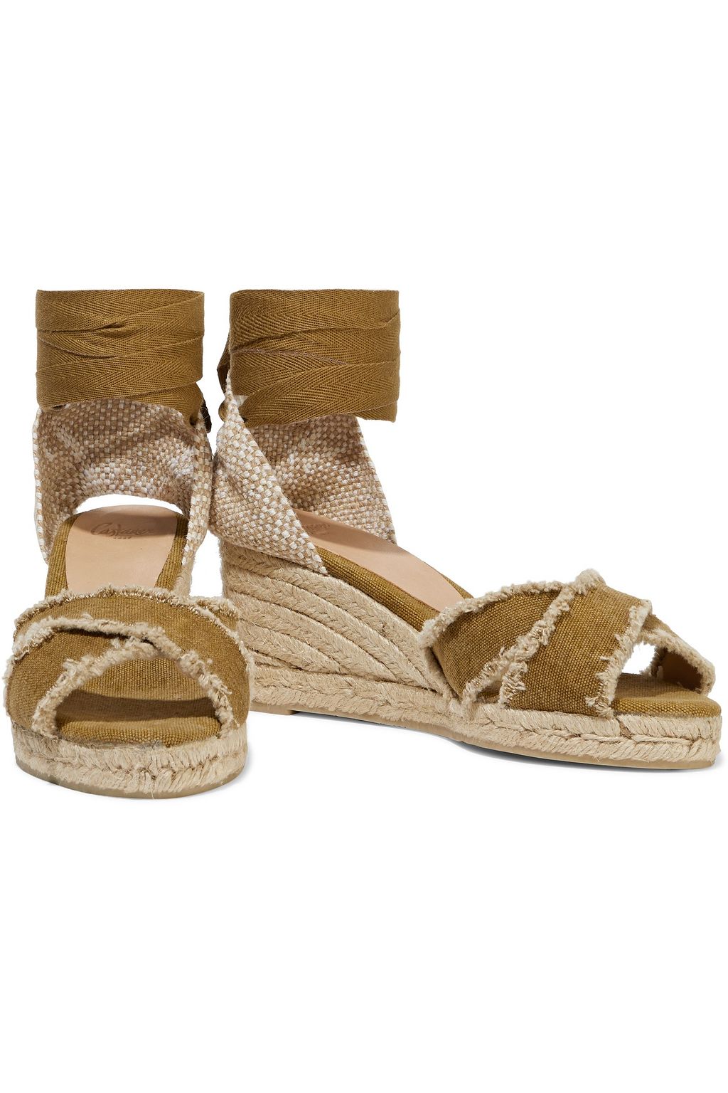 CASTAÑER Bluma frayed cotton-canvas espadrille wedge sandals