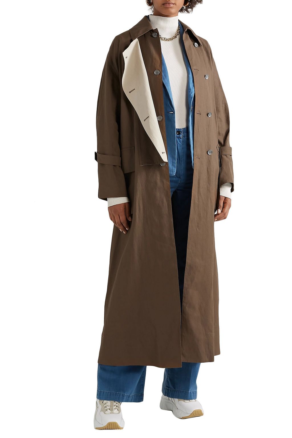 Chocolate Oriole oversized linen trench coat | Sale up to 70% off | THE ...