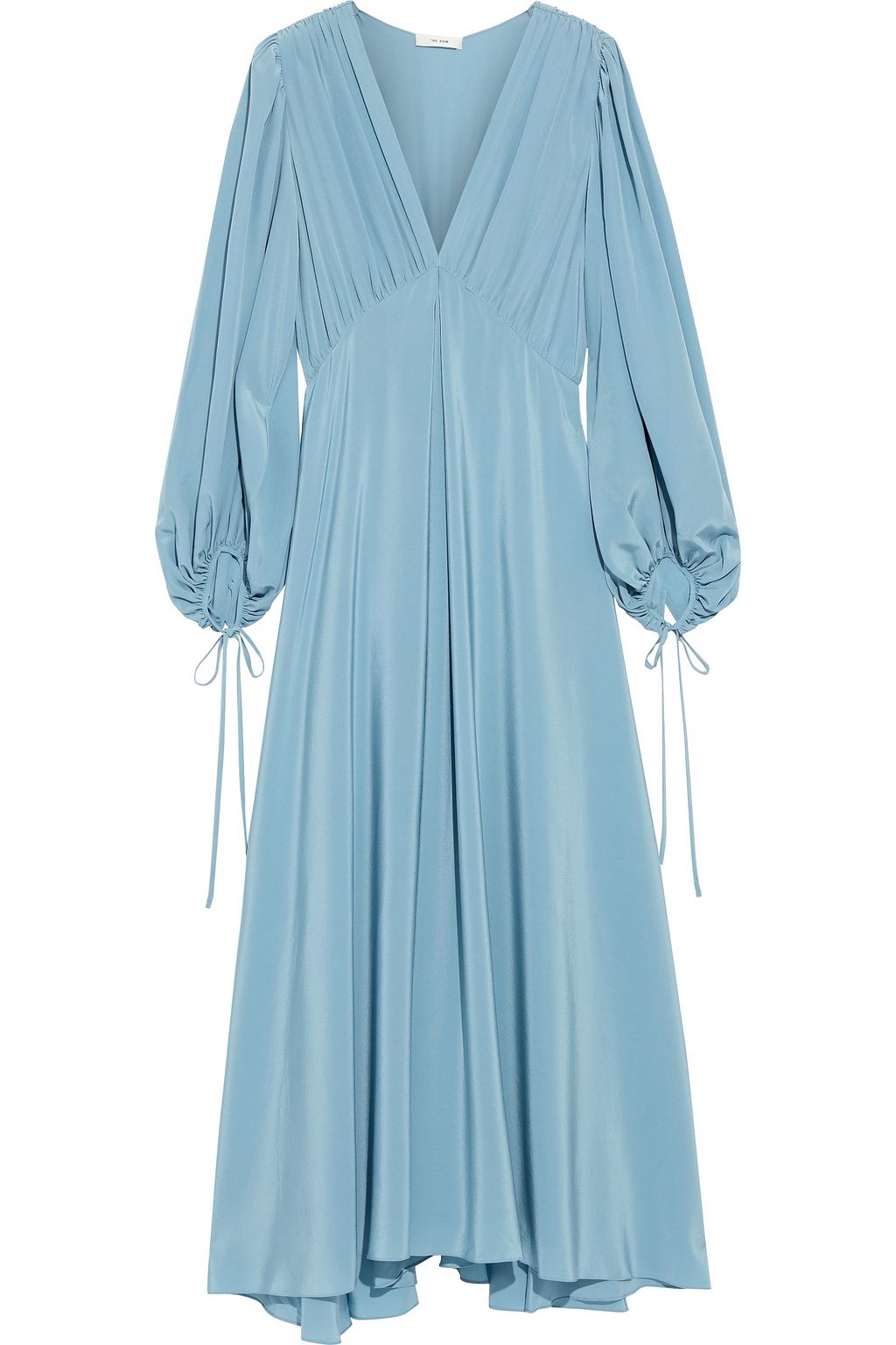 light blue silk maxi dress