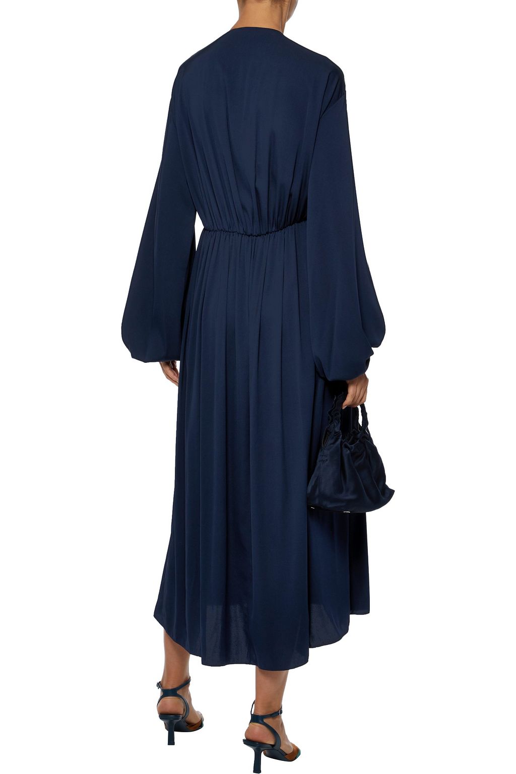 THE ROW Sasha gathered silk-blend satin midi dress