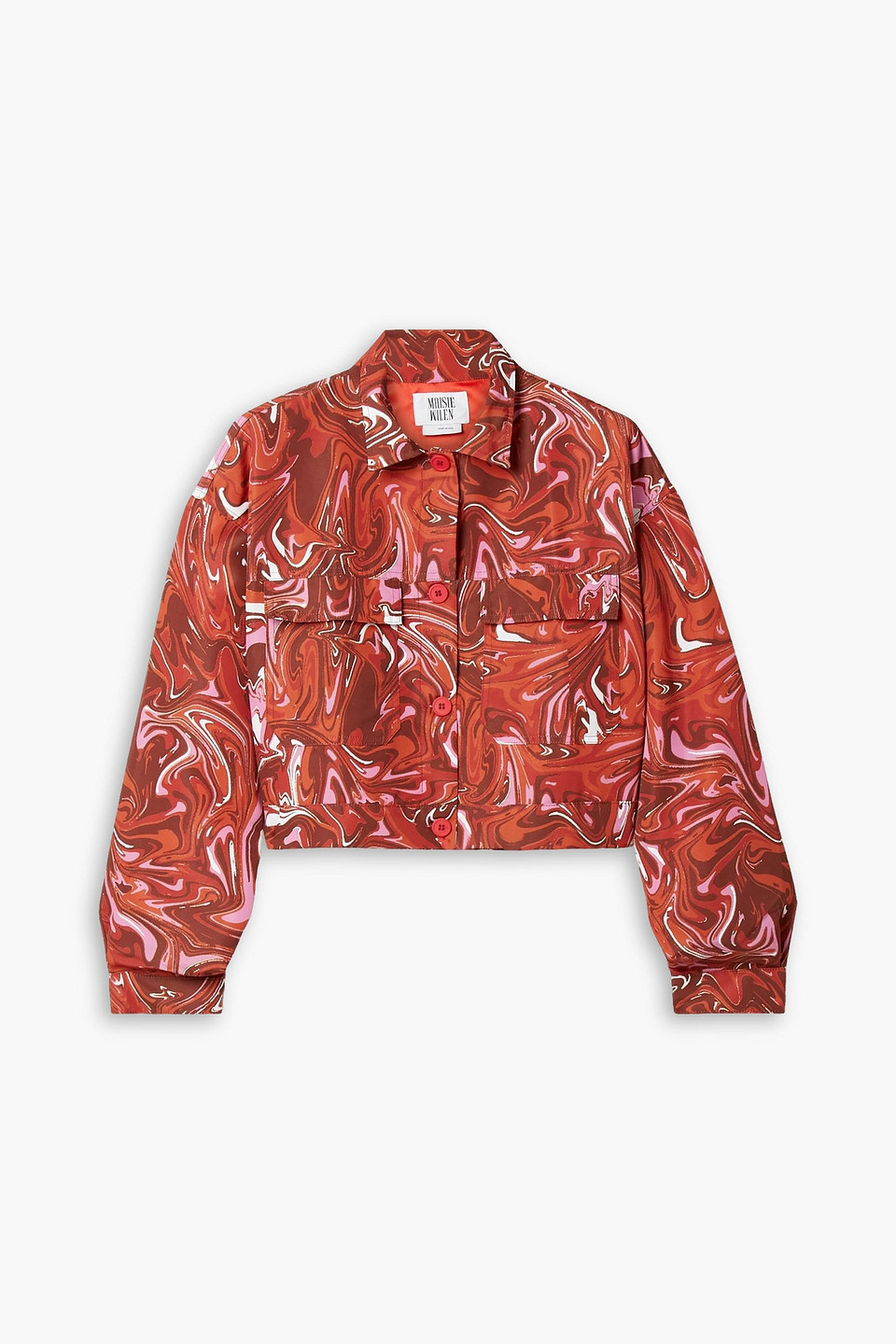 Maisie Wilen Club Cropped Printed Shell Jacket In Brick