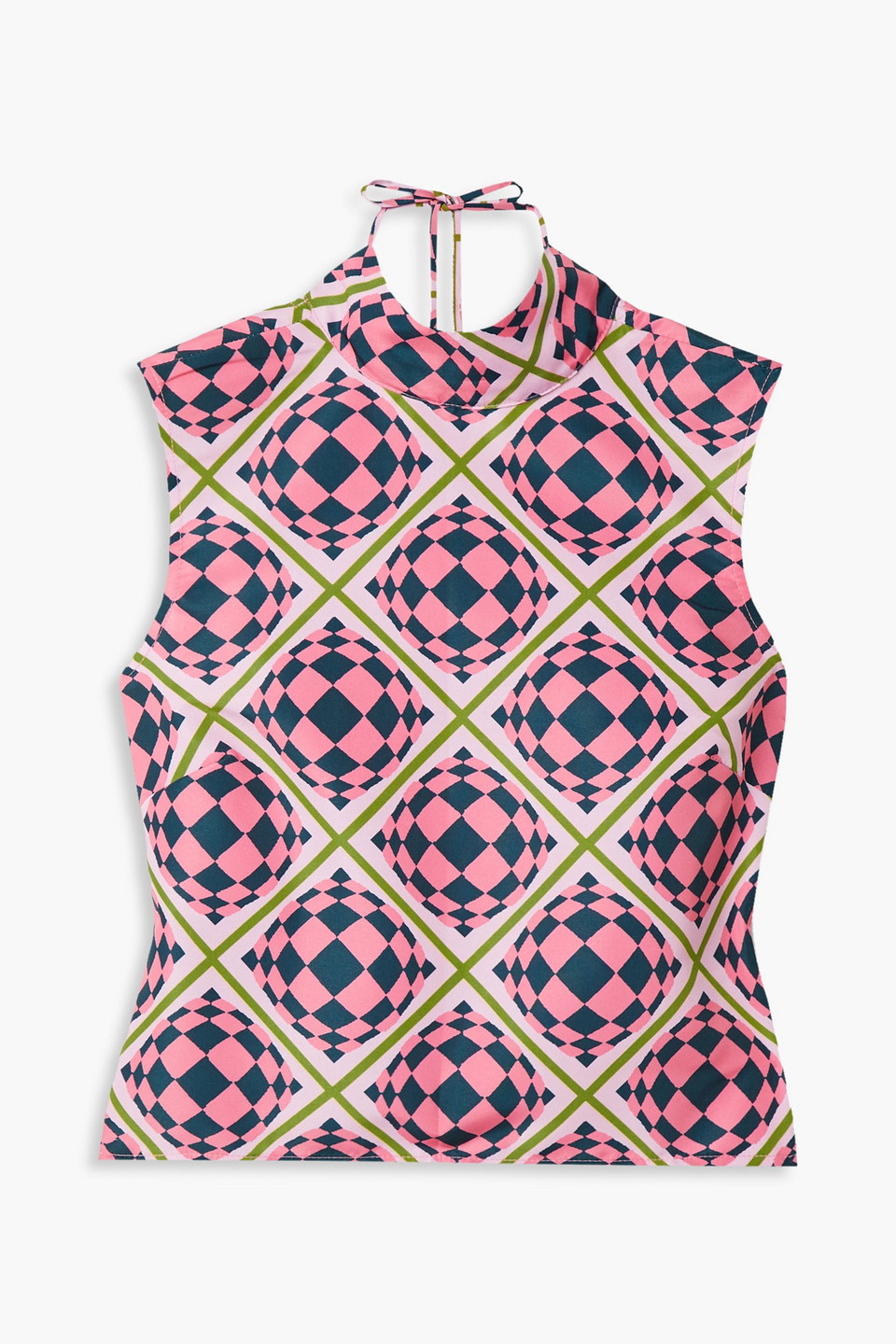 Maisie Wilen Tied Up Open-back Printed Shell Top In Pink