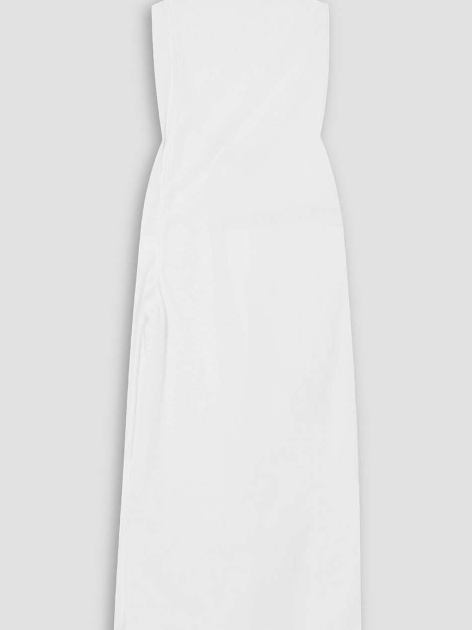 camilla open-back ruched cotton-poplin maxi dress