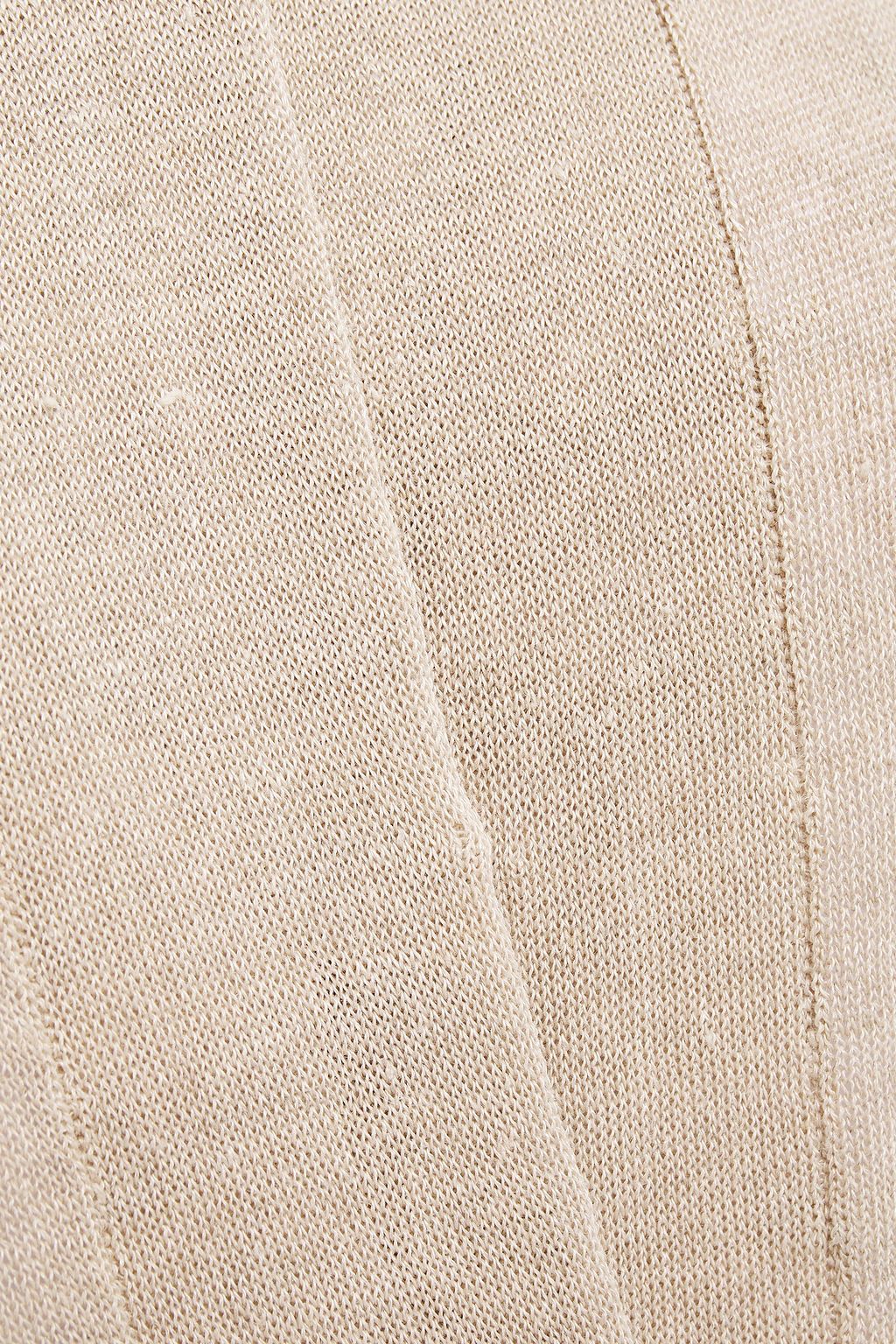 BRUNELLO CUCINELLI Asymmetric belted slub linen-blend cardigan