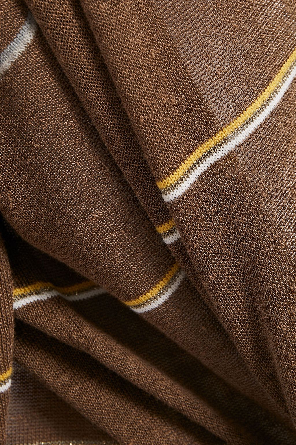 BRUNELLO CUCINELLI Metallic-trimmed striped linen-blend cardigan