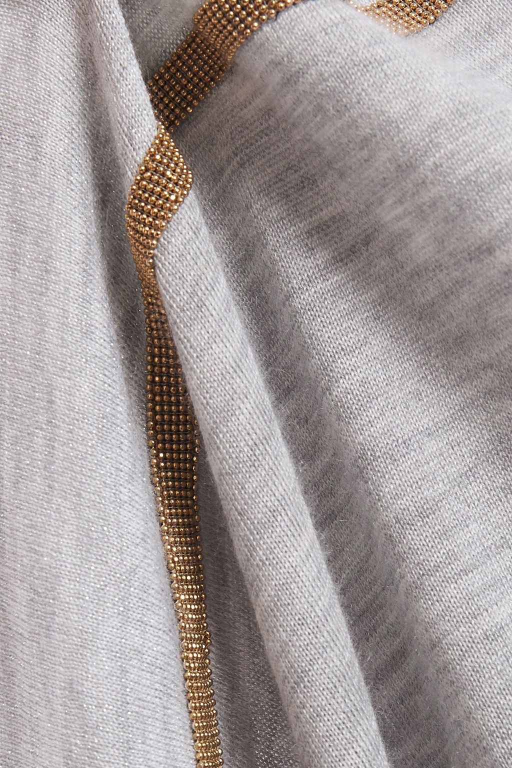 BRUNELLO CUCINELLI Bead-embellished metallic-paneled cashmere and silk-blend cardigan
