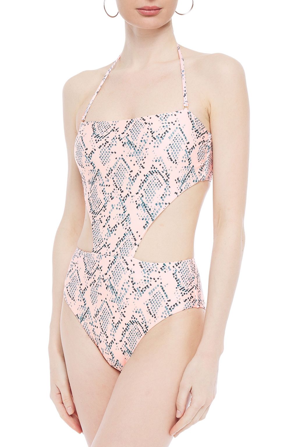 VIX PAULA HERMANNY Maite lace-up cutout snake-print bandeau swimsuit