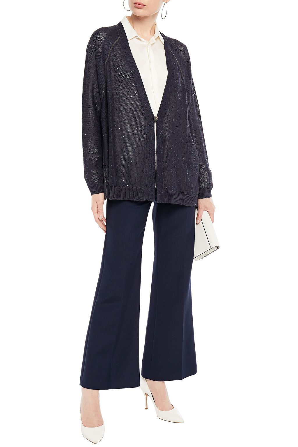 BRUNELLO CUCINELLI Embellished linen and silk-blend cardigan