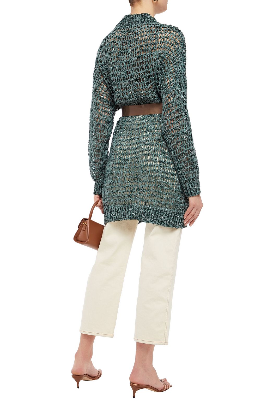 BRUNELLO CUCINELLI Sequin-embellished open-knit cardigan