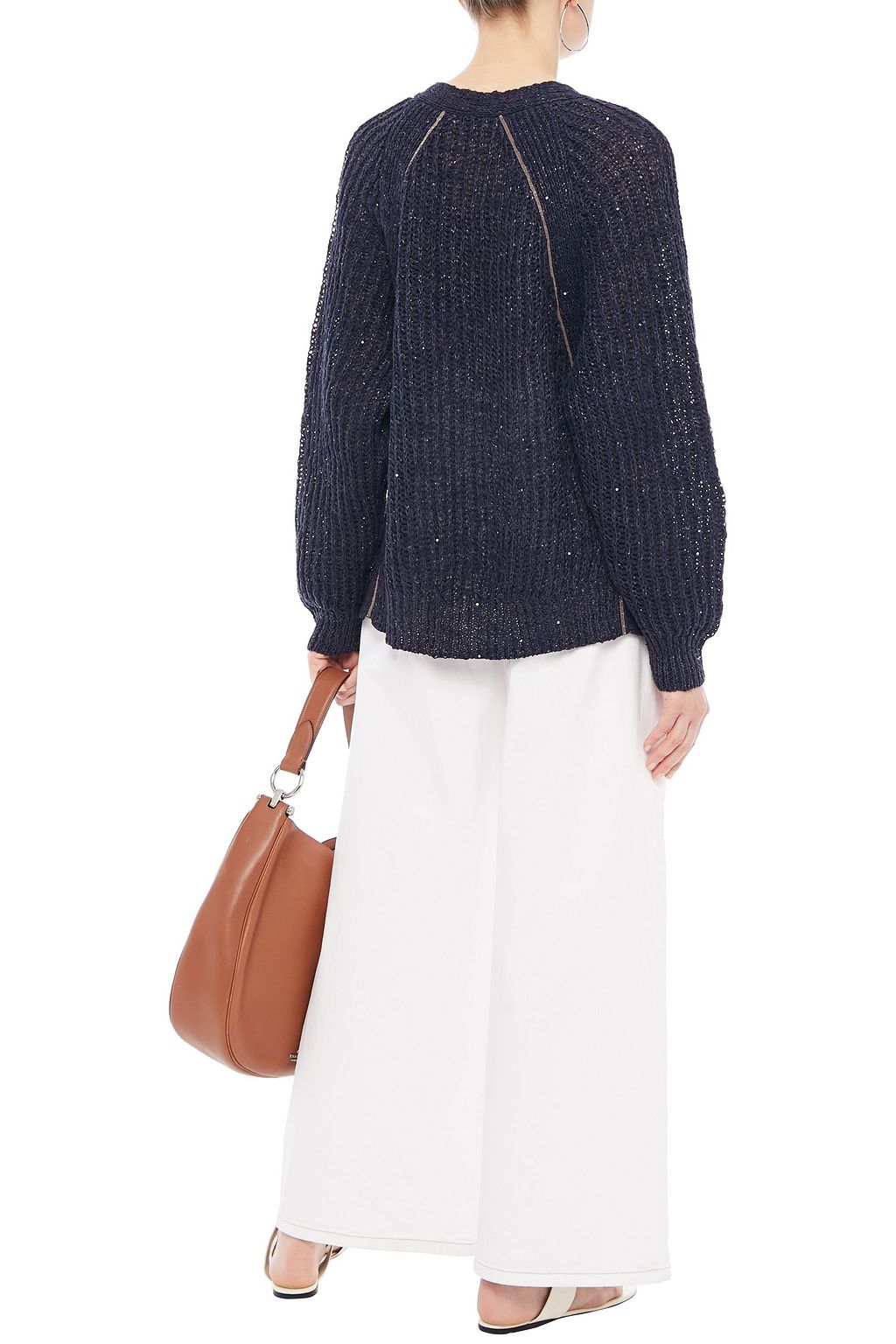 BRUNELLO CUCINELLI Bead-embellished open-knit cardigan