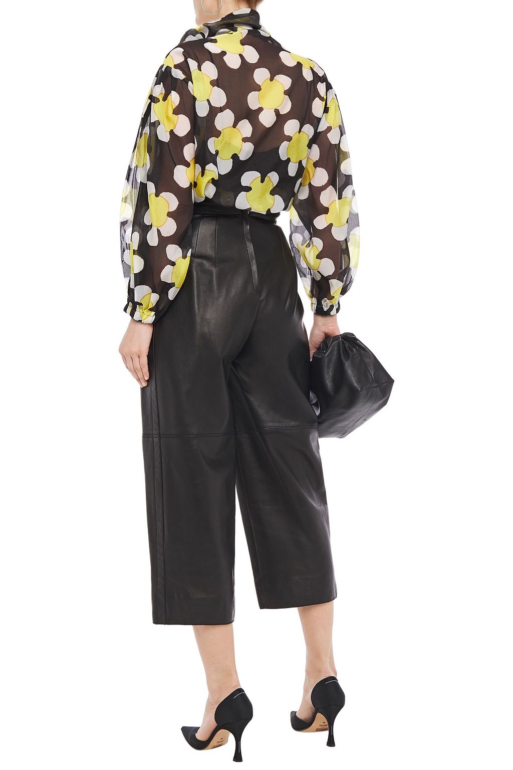 MARC JACOBS Cropped pleated leather straight-leg pants