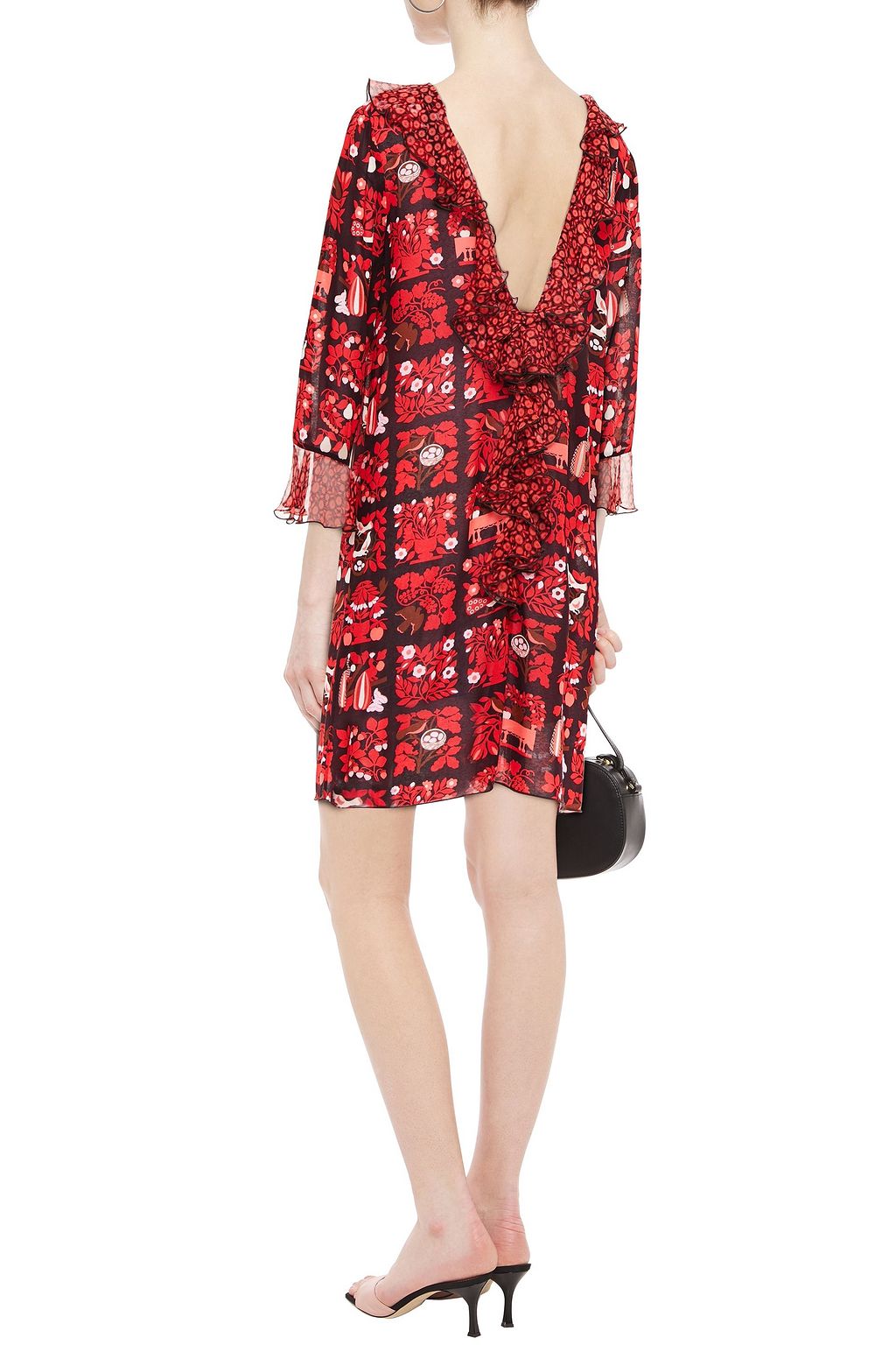 ANNA SUI Ruffled printed georgette mini dress