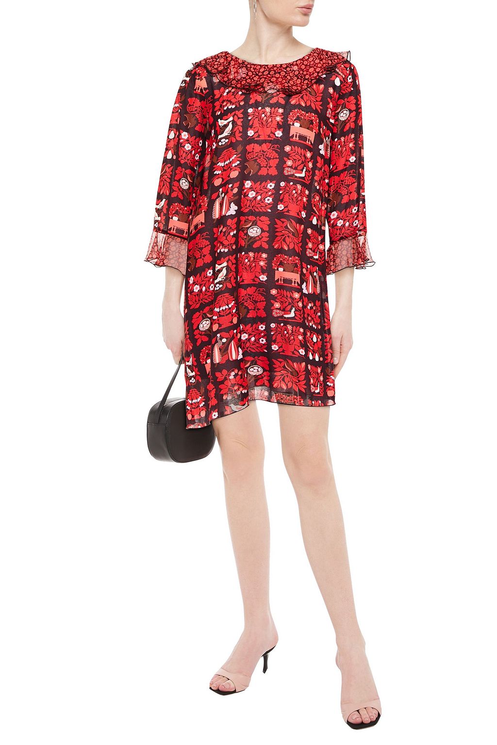 ANNA SUI Ruffled printed georgette mini dress