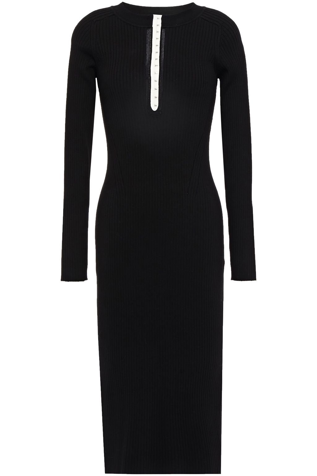black ribbed knit dress