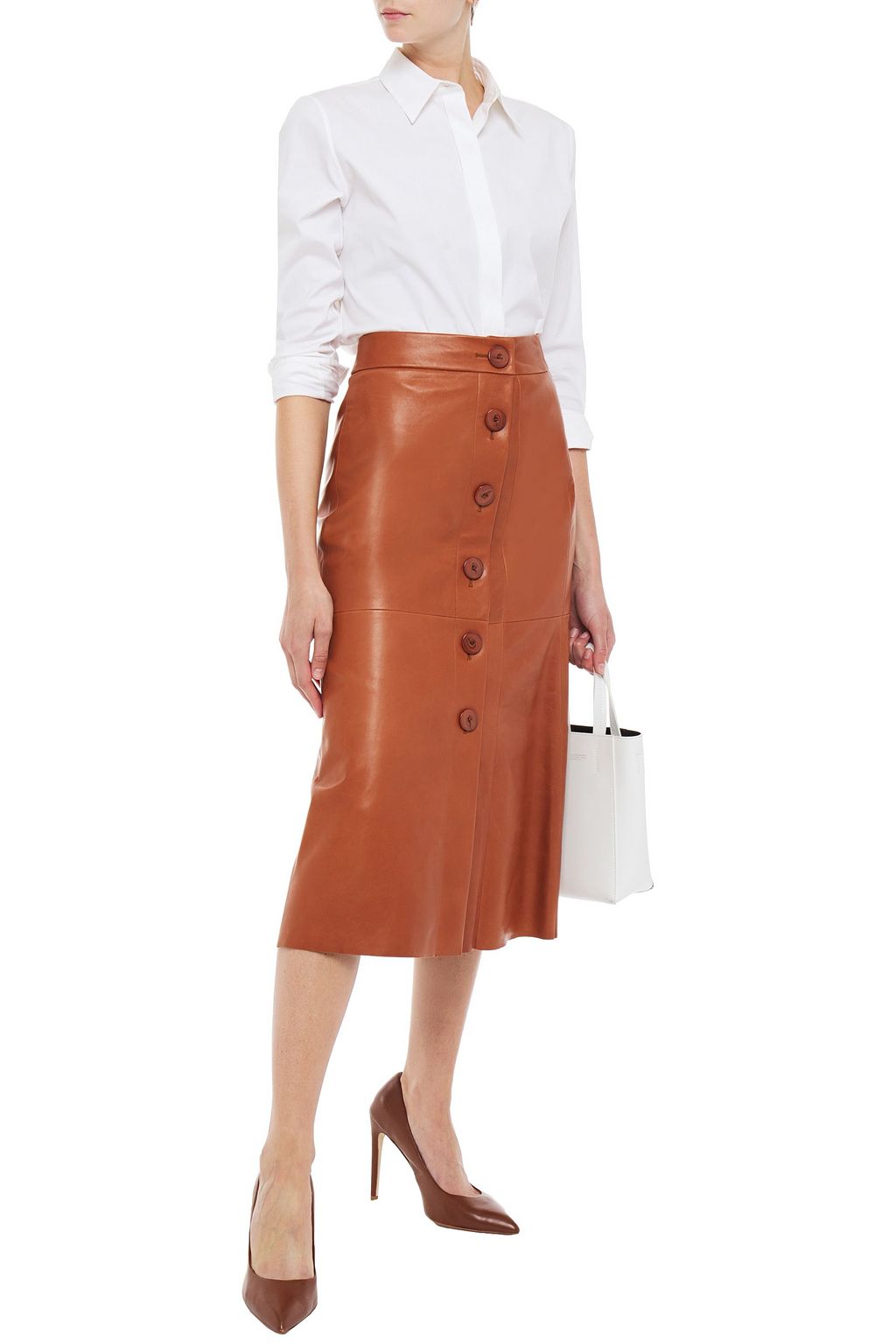 Brown Leather midi skirt | Sale up to 