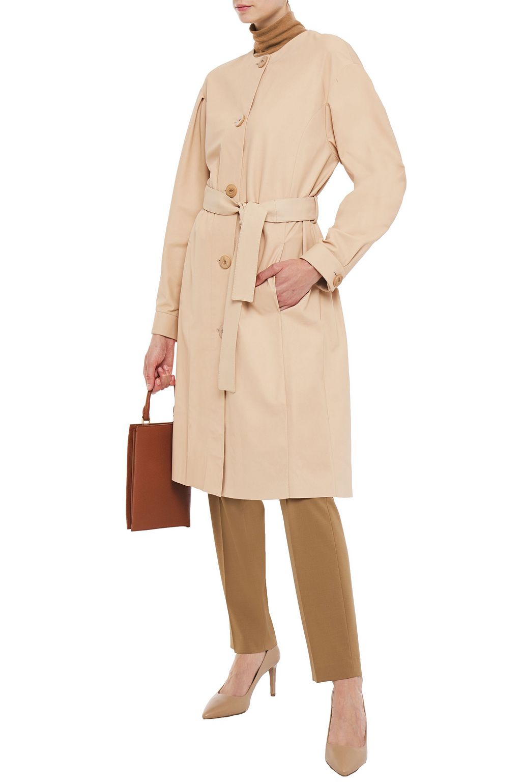 DROME Belted gathered leather coat