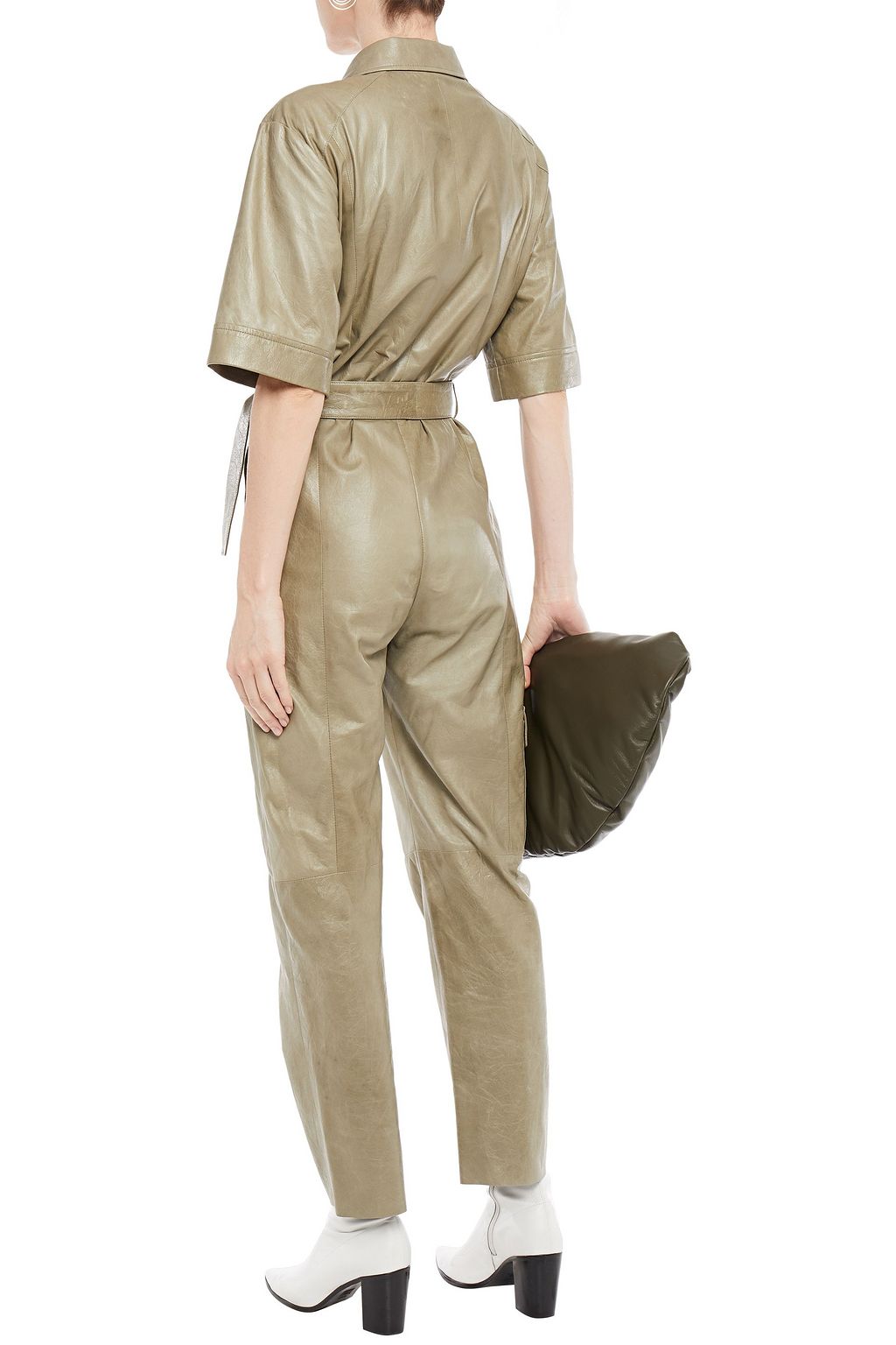green leather jumpsuit