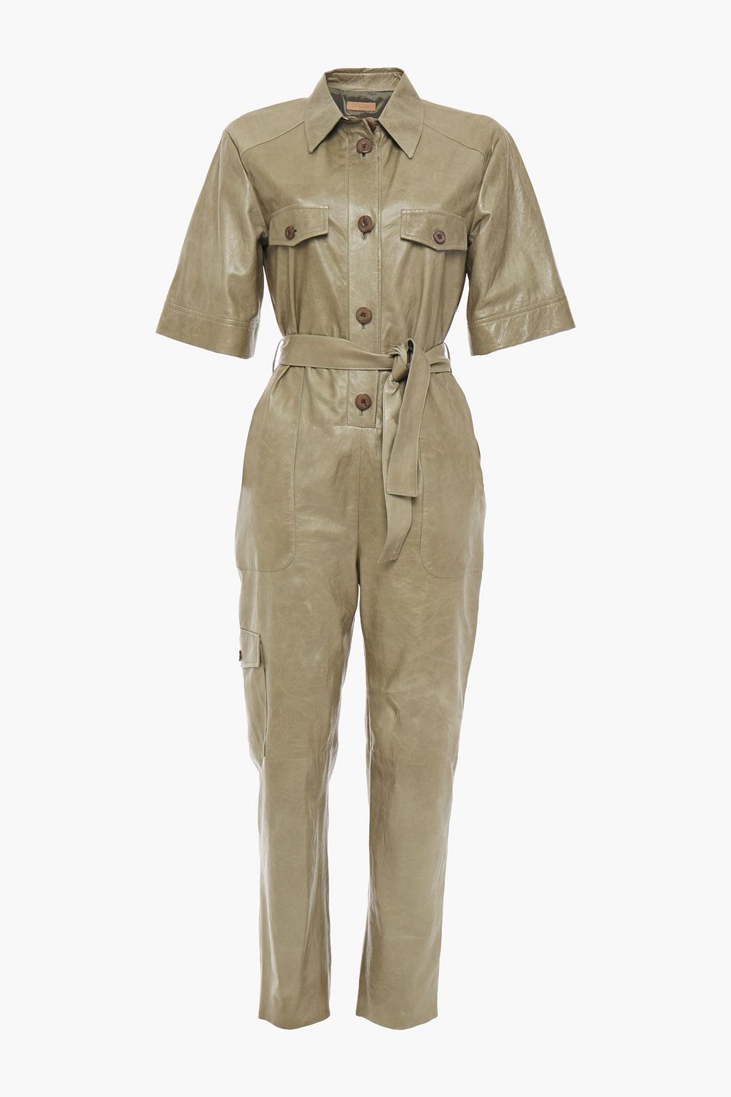 green leather jumpsuit