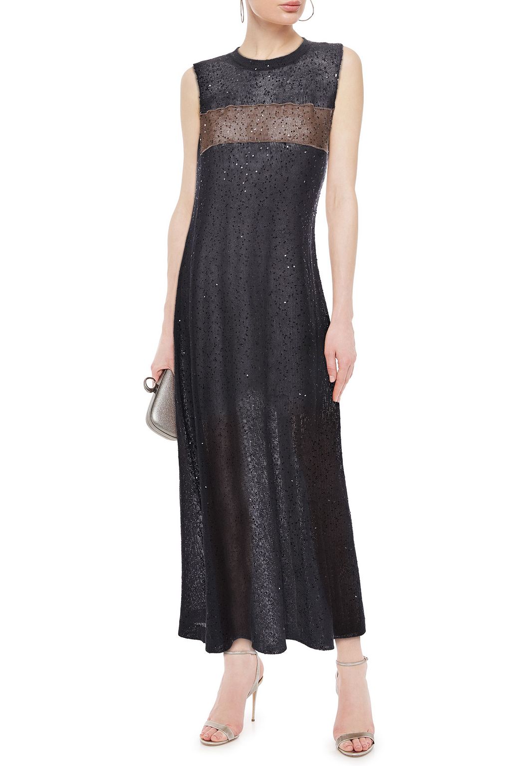 BRUNELLO CUCINELLI Embellished linen and silk-blend maxi dress