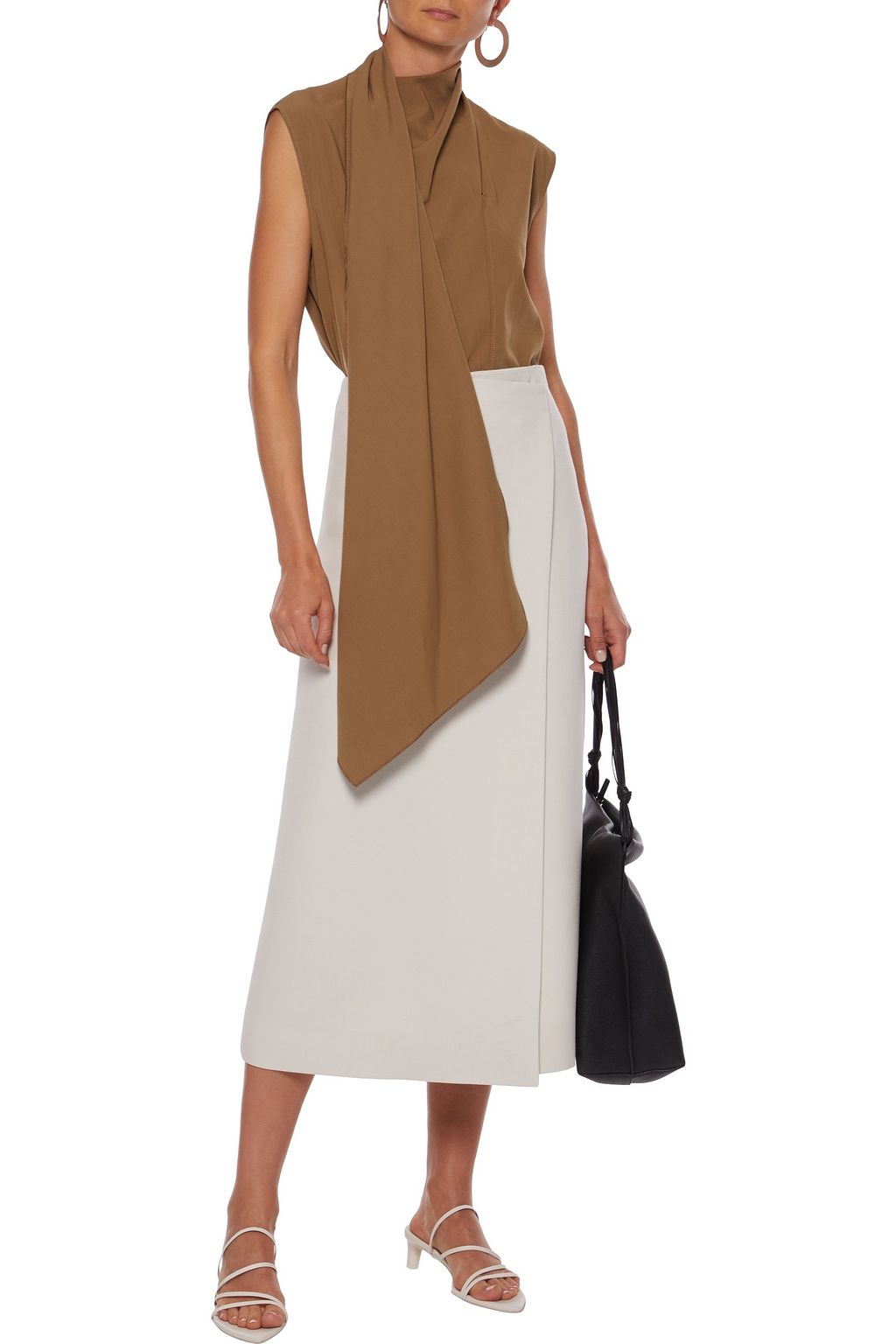 THE ROW Saio wool and silk-blend midi wrap skirt