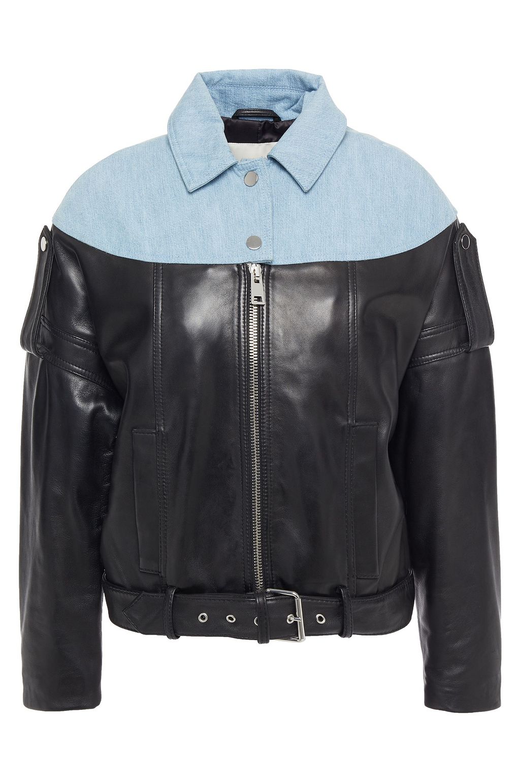 denim and leather motorcycle jacket