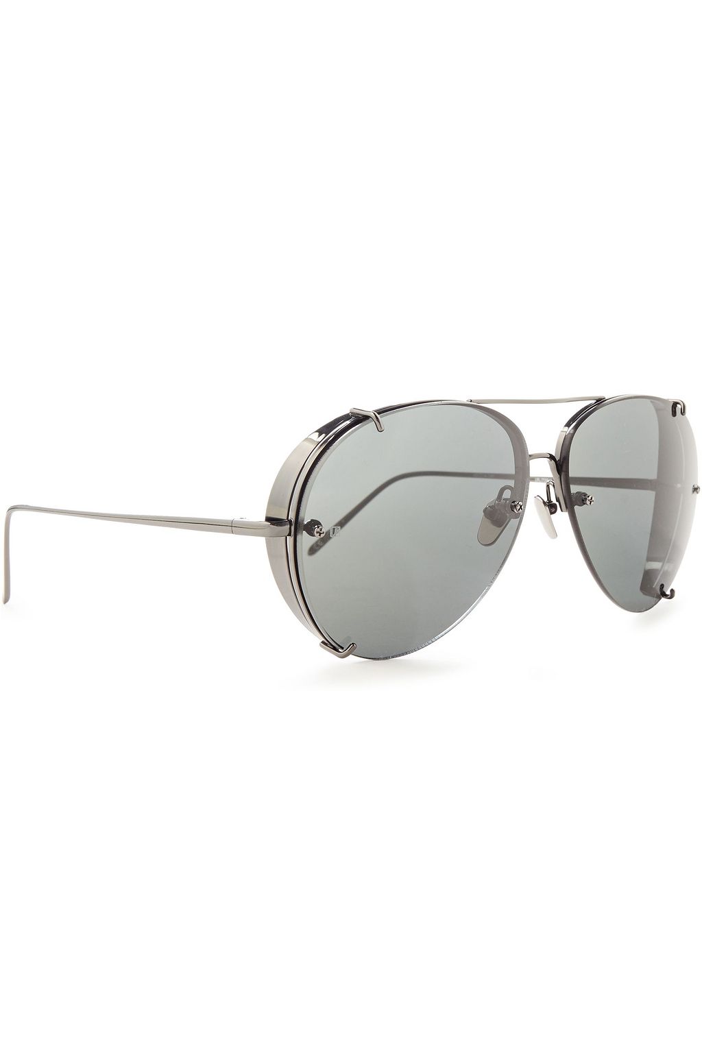 LINDA FARROW Aviator-style gunmetal-tone sunglasses