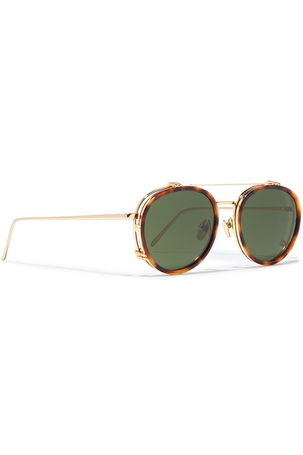 LINDA FARROW Round-frame gold-tone and tortoiseshell acetate sunglasses