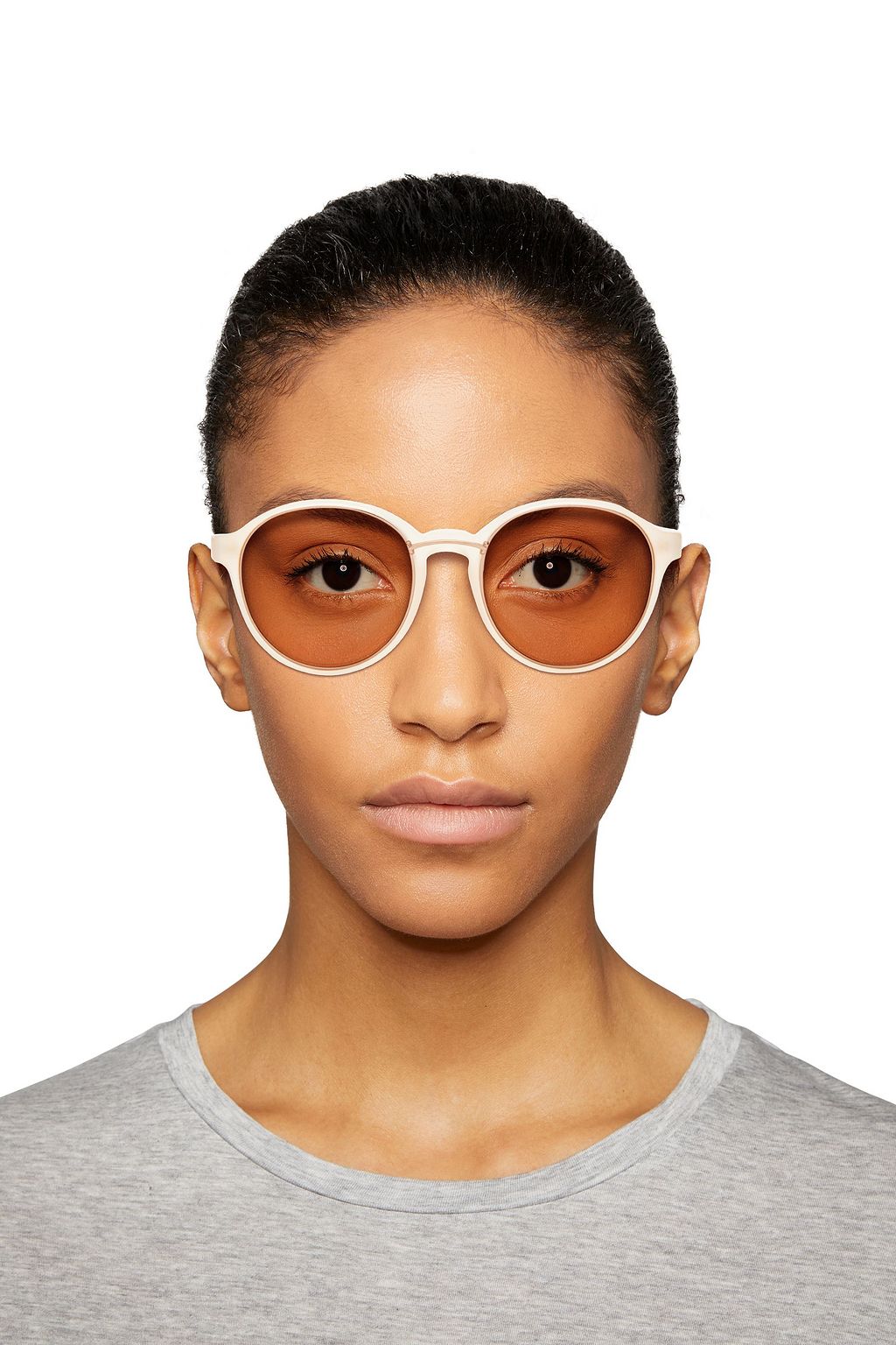 LINDA FARROW Round-frame rose gold-tone and acetate mirrored sunglasses