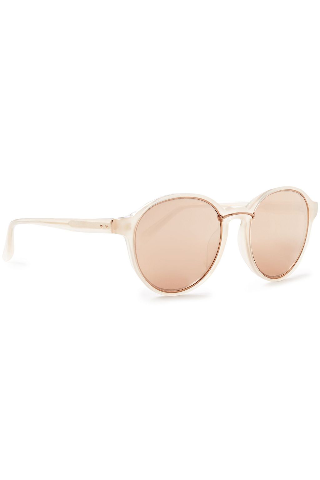 LINDA FARROW Round-frame rose gold-tone and acetate mirrored sunglasses