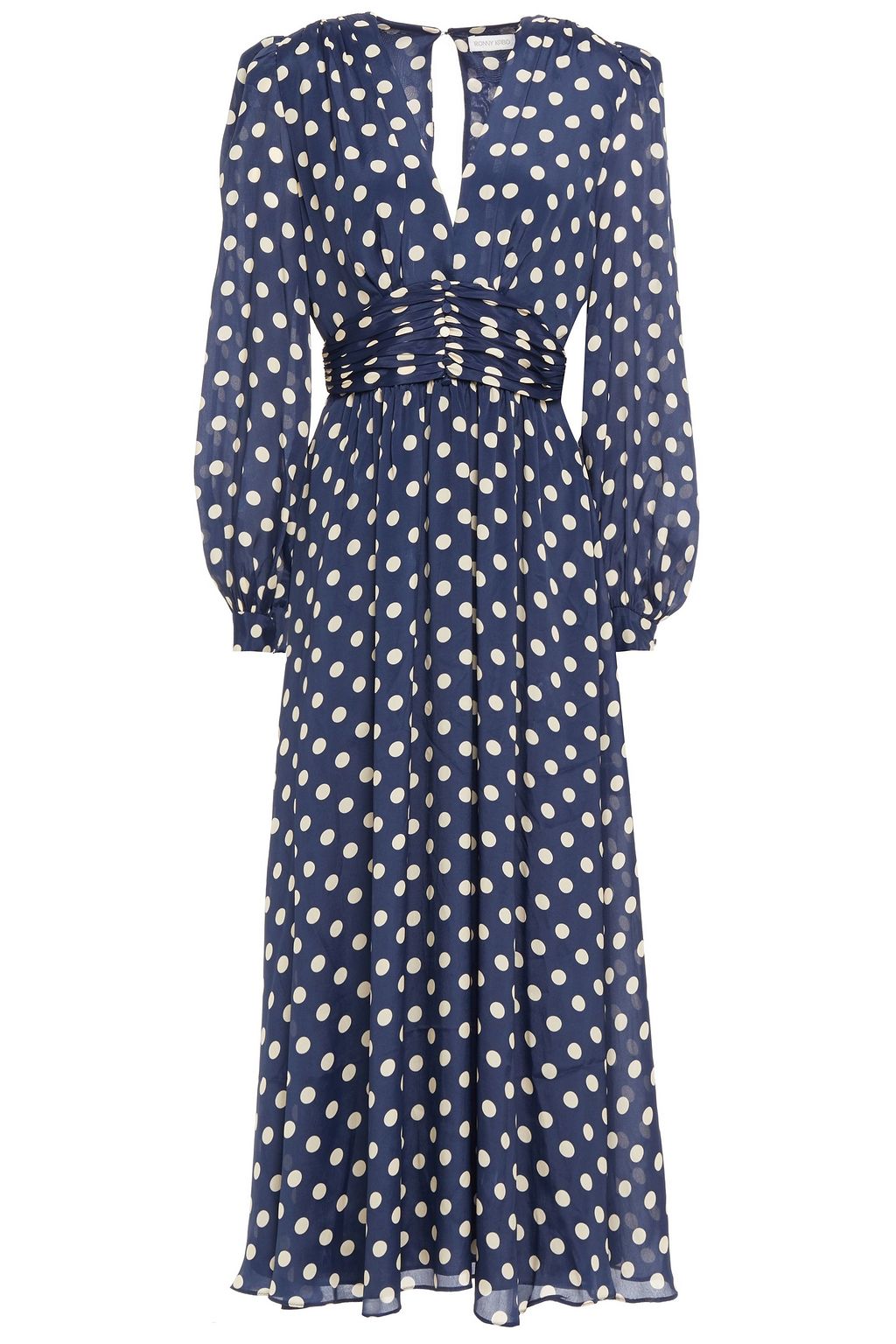 ruched polka dot dress