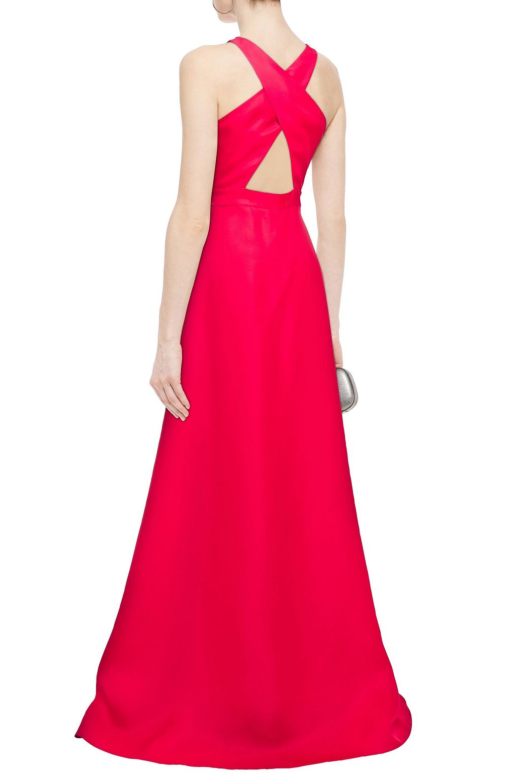 SAFIYAA Open-back flared silk-satin gown
