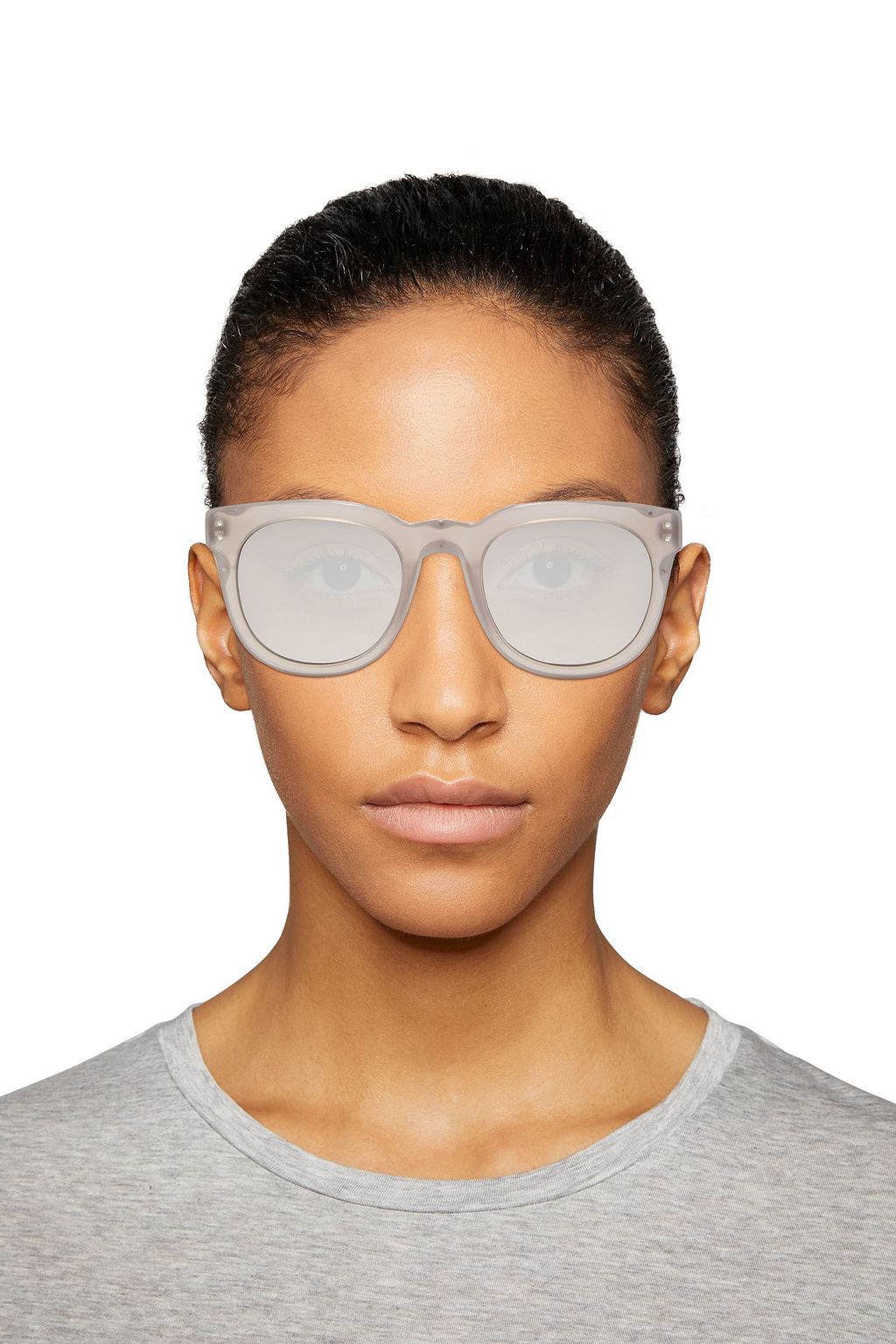 LINDA FARROW D-frame acetate mirrored sunglasses