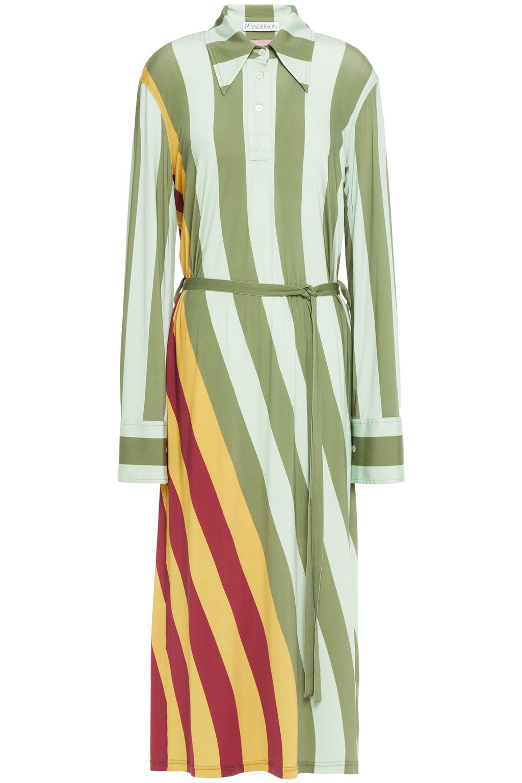 green midi shirt dress