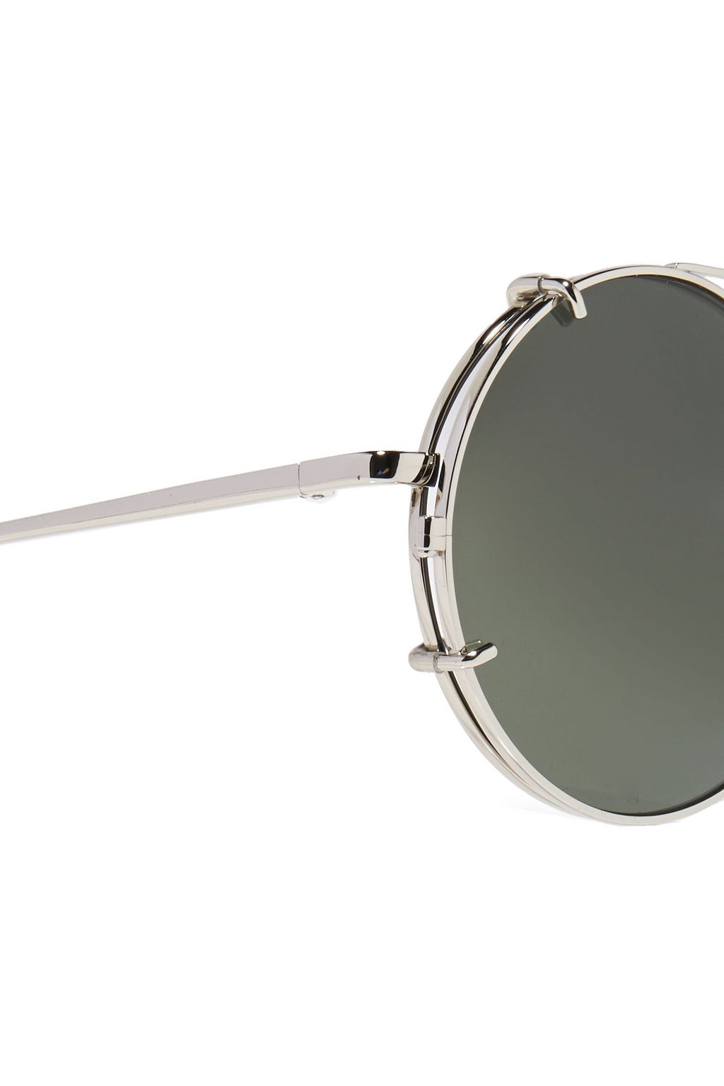 LINDA FARROW Round-frame silver-tone sunglasses