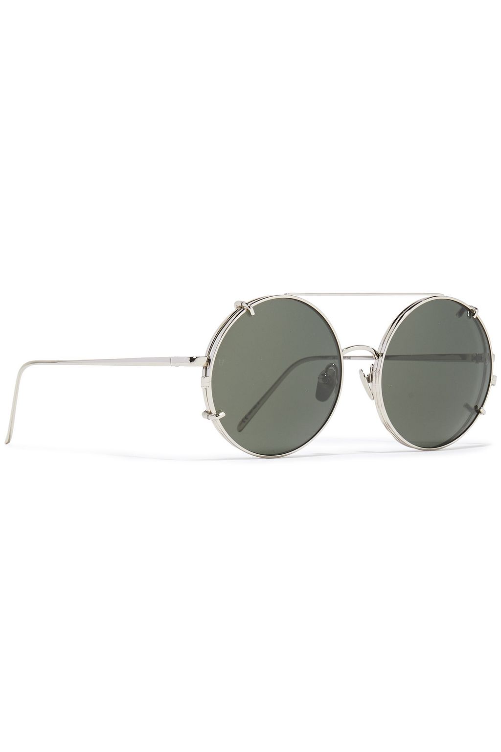LINDA FARROW Round-frame silver-tone sunglasses