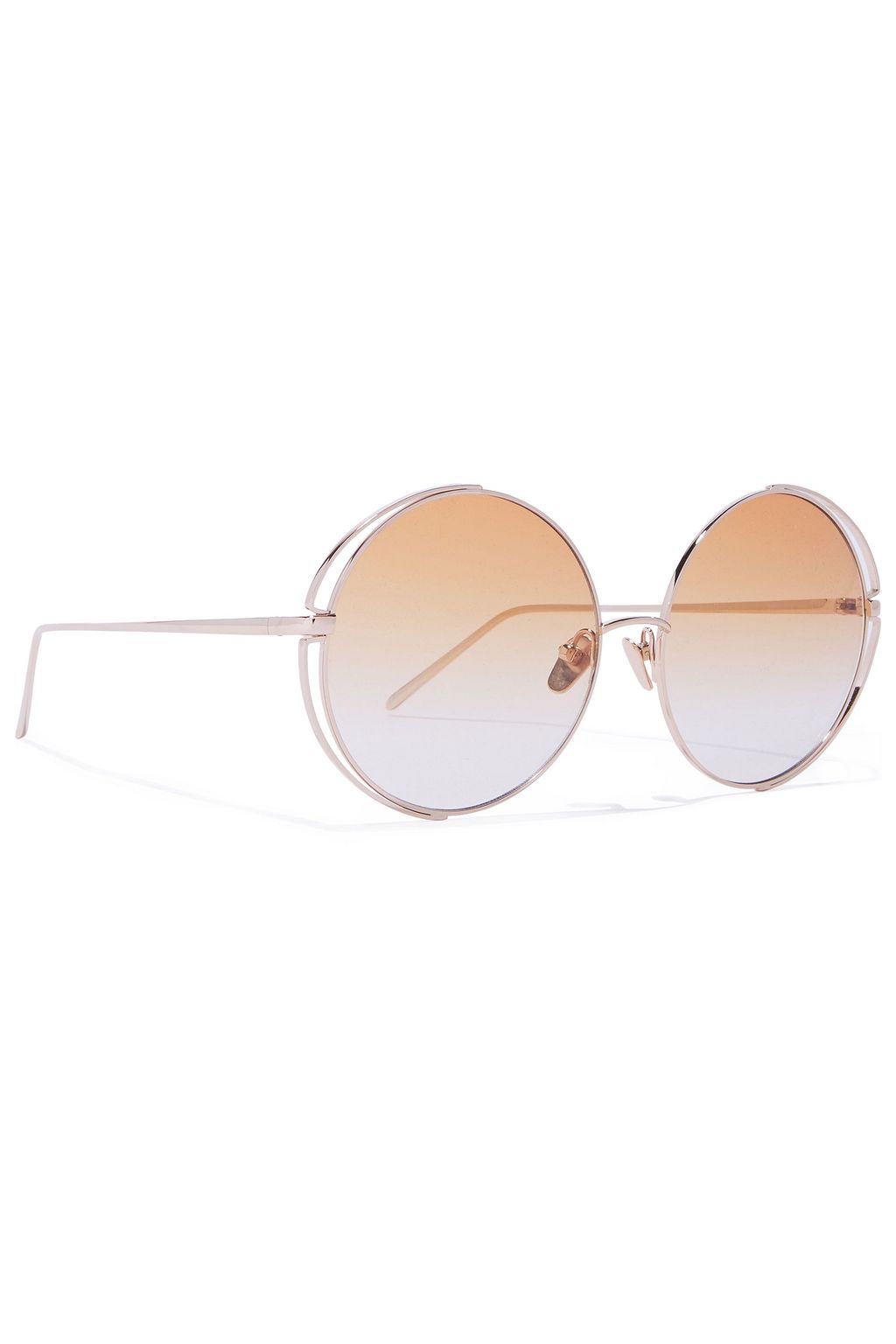 LINDA FARROW Round-frame gold-tone and titanium sunglasses