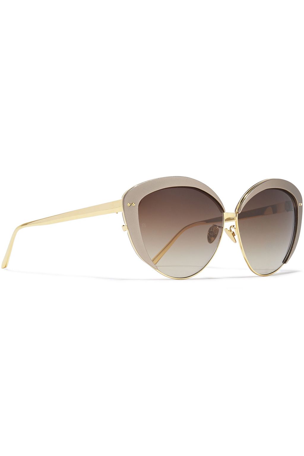 LINDA FARROW Cat-eye gold-tone and titanium sunglasses