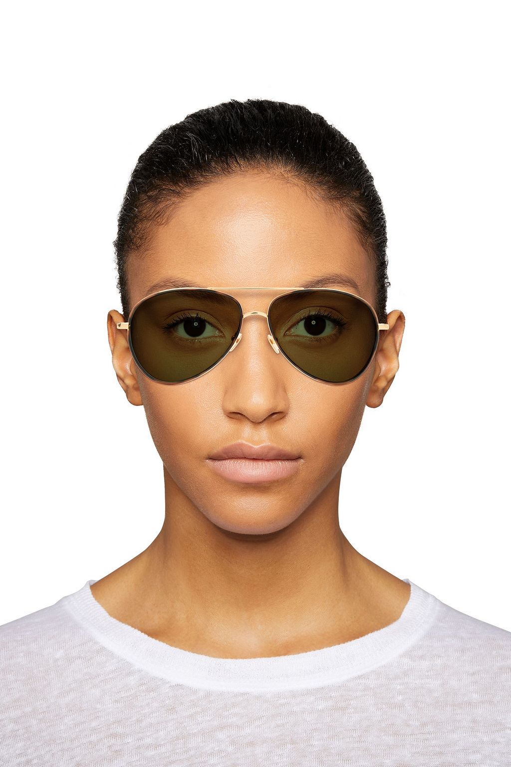 LINDA FARROW Aviator-style gold-tone and tortoiseshell acetate sunglasses