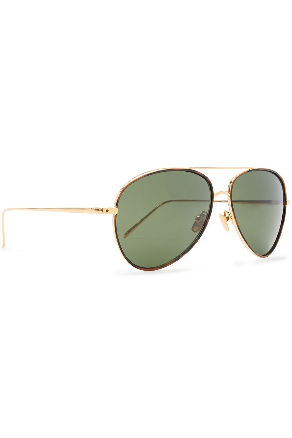 LINDA FARROW Aviator-style gold-tone and tortoiseshell acetate sunglasses