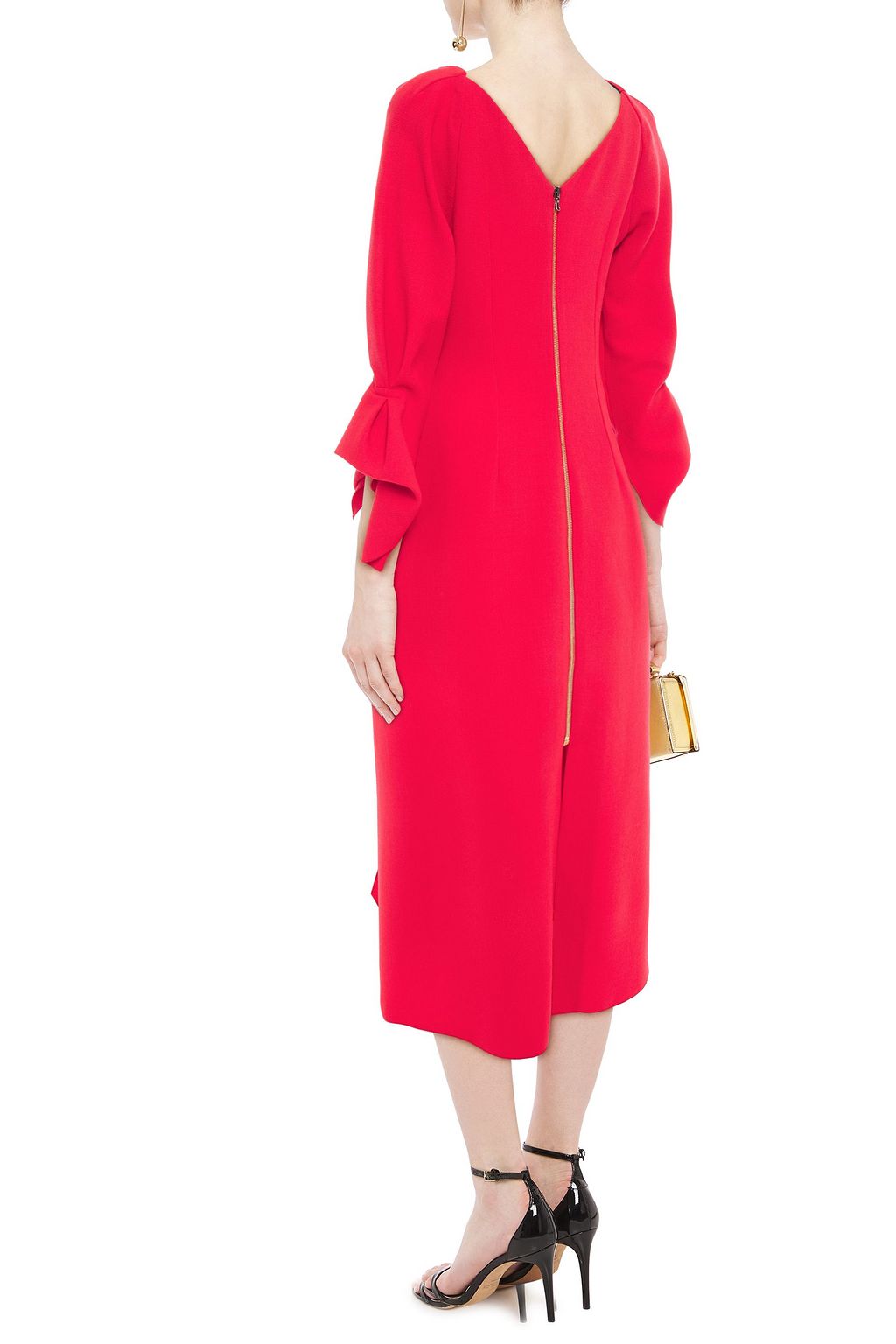 ROLAND MOURET Draped cutout wool-crepe maxi dress