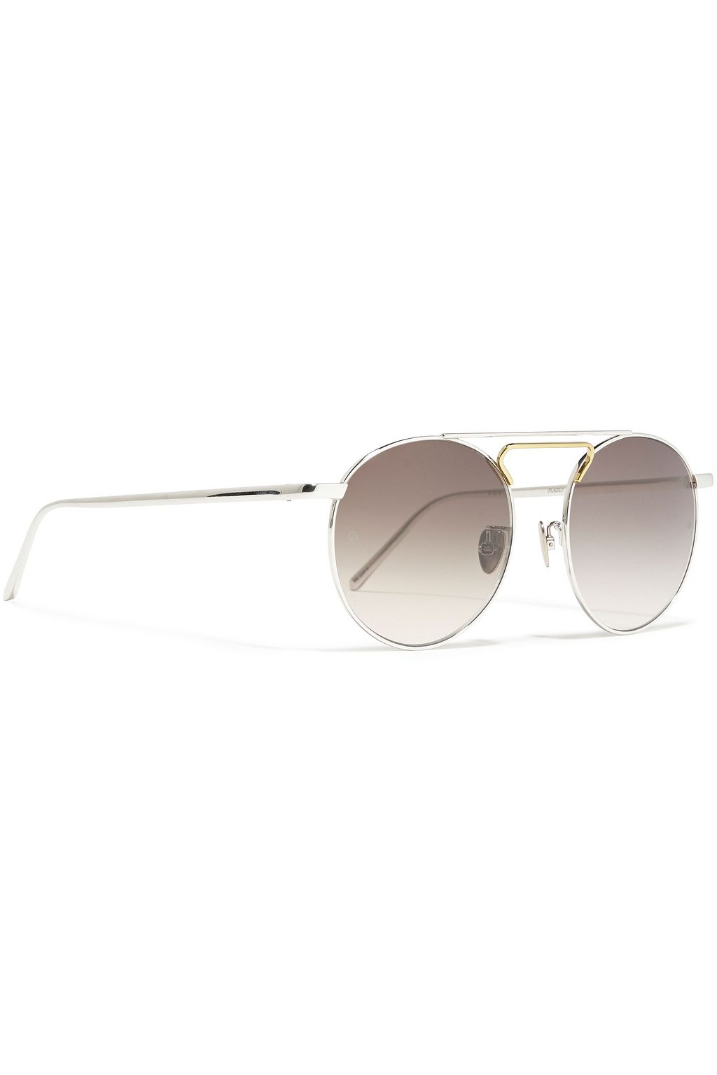 LINDA FARROW Aviator-style silver and gold-tone sunglasses