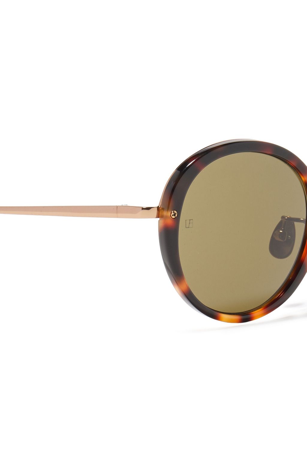 LINDA FARROW Round-frame rose gold-tone and tortoiseshell acetate sunglasses