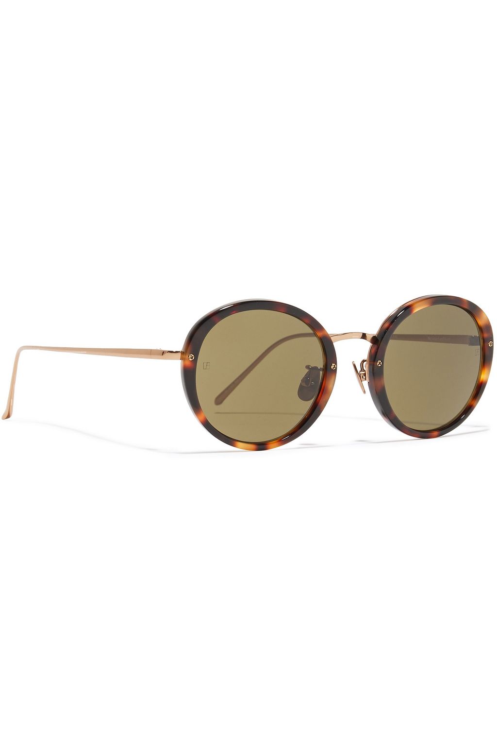 LINDA FARROW Round-frame rose gold-tone and tortoiseshell acetate sunglasses