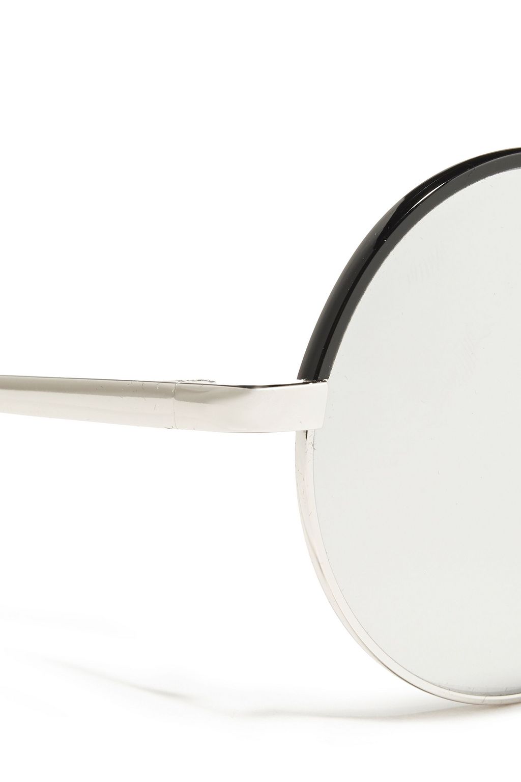 LINDA FARROW Round-frame silver-tone and acetate mirrored sunglasses