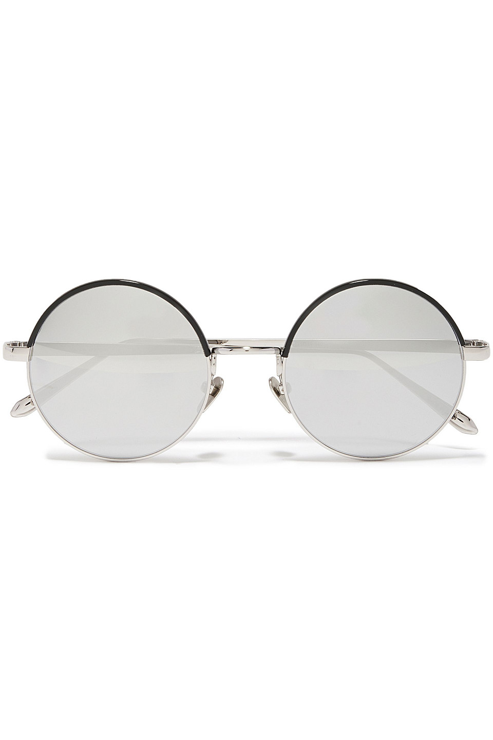 Linda Farrow Woman Round-frame Silver-tone And Acetate Mirrored Sunglasses Silver
