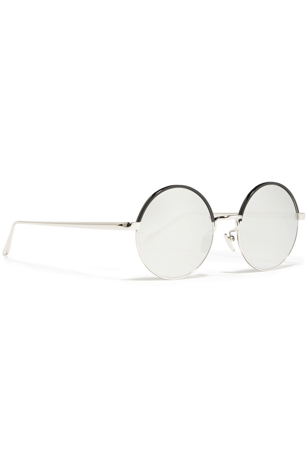 LINDA FARROW Round-frame silver-tone and acetate mirrored sunglasses