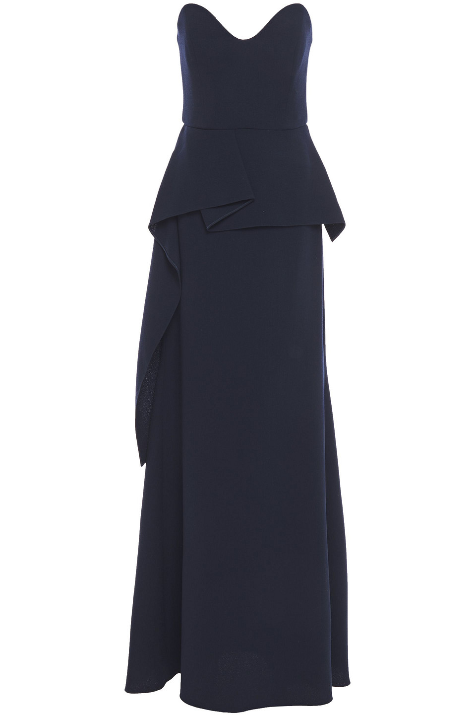 Roland Mouret Woman Draped Wool-crepe Peplum Gown Navy Size 16