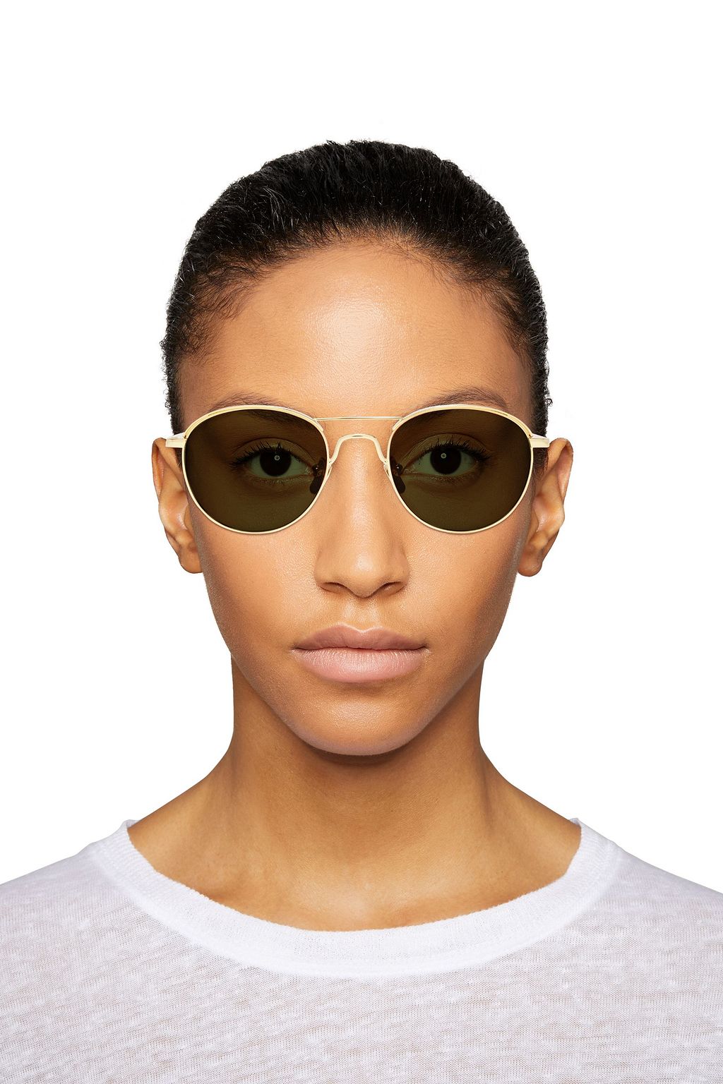 LINDA FARROW D-frame gold-tone sunglasses