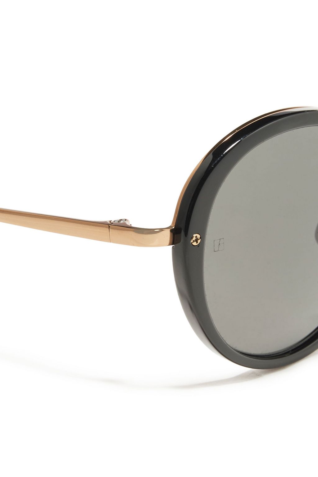 LINDA FARROW Round-frame rose gold-tone and acetate sunglasses